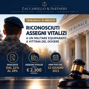 Tribunale di Brescia: assegni vitalizi a un militare equiparato a vittima del dovere