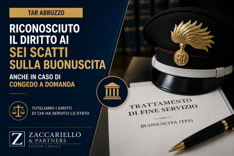 TAR Abruzzo: sei scatti stipendiali sulla buonuscita anche con congedo a domanda